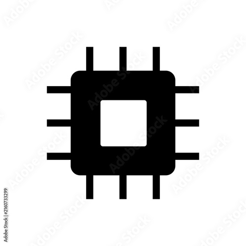 Computer processor microchip icon for tech and electronic hardware design
