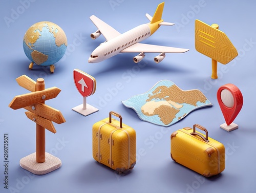 Travel and tourism concept miniature models.