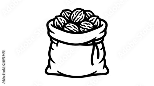 Sack of Walnuts Vector Illustration