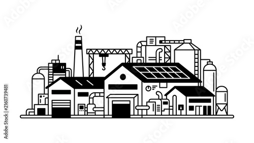 Industrial Factory Complex Vector Illustration