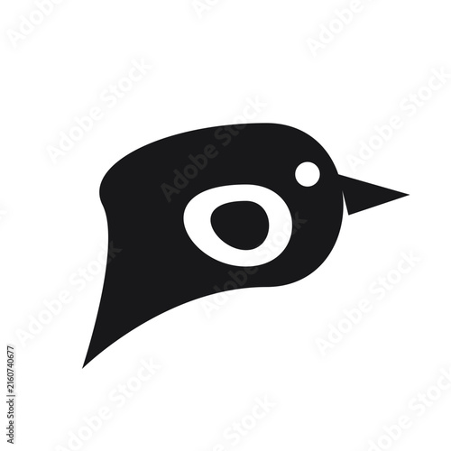 Minimalist black and white bird vector silhouette graphic icon with silhouette