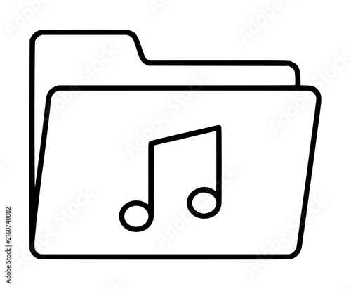 Bild auf Leinwand Hand traced vector icon of a music folder featuring a bold eighth note symbol on