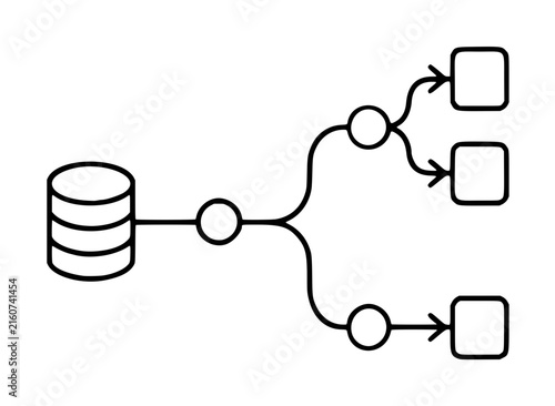 Принти на полотні Hand-traced vector illustration of data lineage and pipeline flow, featuring a d