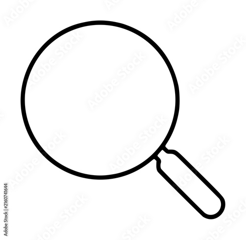 Hand-drawn magnifying glass vector icon illustration with simple circular lens and rounded handle, minimal black outline sketch on white background for search and inspection concepts