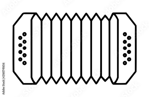 Fotografie Hand-traced concertina bellows vector icon illustration, black outline accordion