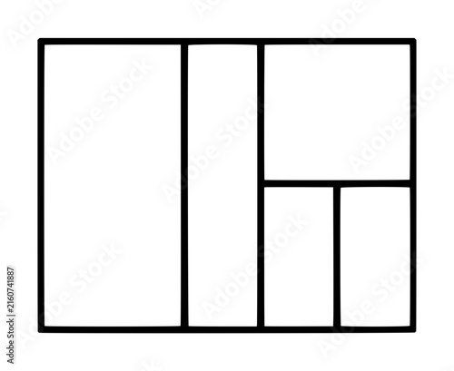 Bild auf Leinwand Hand-traced vector icon of a marimekko treemap chart layout, featuring a rectang