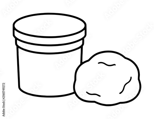 Bild auf Leinwand Hand-drawn vector illustration of a play dough tub with a soft squishy ball besi