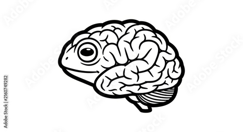 Obraz na plátně Brain with fish head illustration.