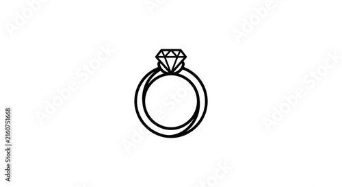 Diamond Engagement Ring Outline Vector Illustration