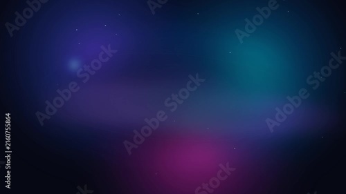 Dreamy abstract background features a smooth gradient blend of blue, teal, and purple hues with subtle glowing star-like particles for a serene ambiance.