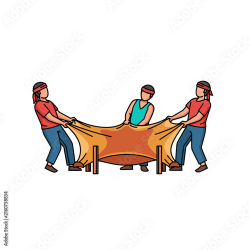 Teamwork Stretches Animal Hide for Processing