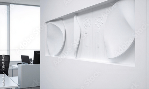 Haptic wall texture office design concept for smart building with interactive surfaces that change pattern to display tactile notifications