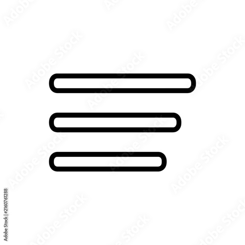 Minimalist hamburger menu icon with three horizontal lines for website and mobile navigation