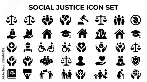 Bild auf Leinwand Social justice icon set