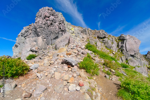 Foto 北アルプスの焼岳、東側中腹から望む焼岳北峰