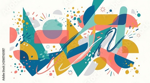 Abstract geometric illustration with human silhouette and keyhole icon for business design.