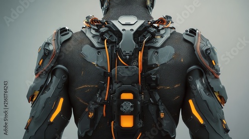 Naklejka Futuristic robotic armor showcasing advanced design.