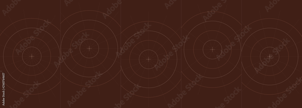 Fototapeta premium Minimalist geometric illustration featuring five aligned concentric circles