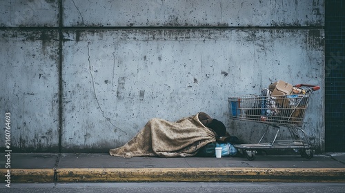 A somber scene depicting homelessness.