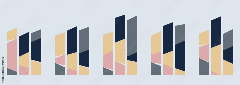 Fototapeta premium Abstract bar chart visualization with five repeating column patterns