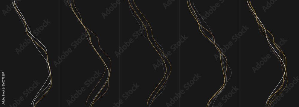 Naklejka premium Abstract flowing lines forming wavy patterns on a dark charcoal background