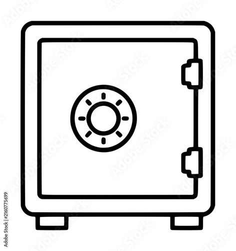 Bild auf Leinwand Hand drawn vector icon illustration of a black outlined security safe with combi