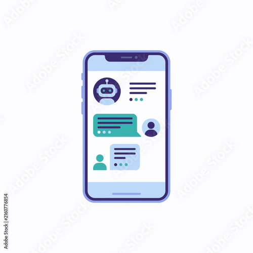 Simple smartphone chat interface with AI bot avatar.