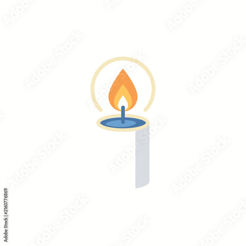 Single lit candle with flame and minimalist design.