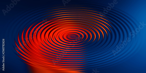 Cuadro en lienzo Vibrant red ripples expanding outwards on dark blue background abstract energy pattern