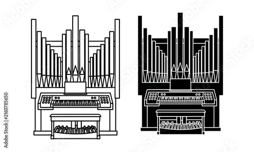 Dual classic pipe organ and electronic keyboard setup