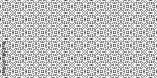 Canvas Print Seamless geometric pattern featuring thin black intersecting circles and lines o
