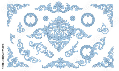 Luxury Baroque Flourish Collection with Ornamental Scrolls and Rolling Circle Vector Decorations
