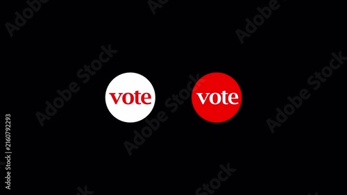 Animated click vote button online voting motion graphics video footage in 4k animation with alpha channel  on transparent background 