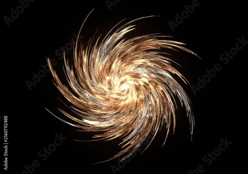 Abstract swirling vortex of light and color, resembling a galaxy or cosmic explosion, dark background