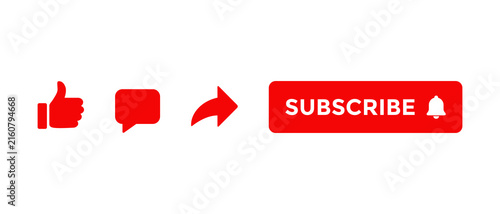 Like, comment, share, and subscribe icon. Video channel engagement symbol
