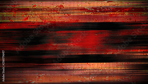 Canvastavla Static Glitch: A chaotic abstract pattern of red, black, and orange lines, mimicking television static and digital glitches, creating a visually arresting and unsettling effect