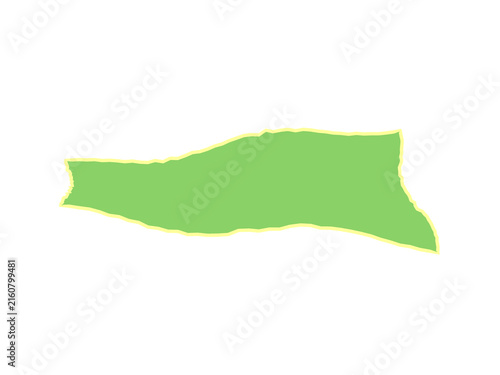 A single piece of light green paper with ragged torn edges on white