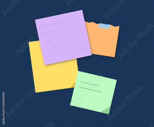 Fotografie Colorful square sticky notes paper sheets for office reminders and planning task