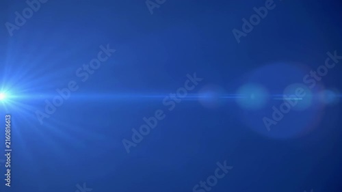 Abstract Blue Light Flare Sequence with Lens Glints during Dark Background Motion