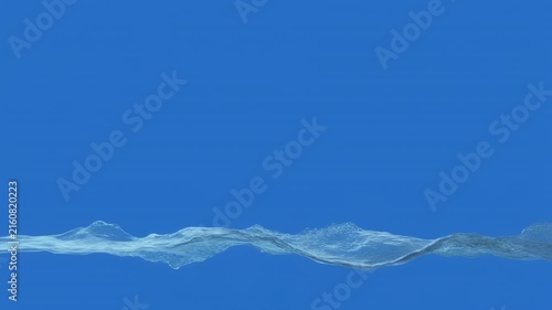 Abstract liquid wave motion in clean blue background with black separation