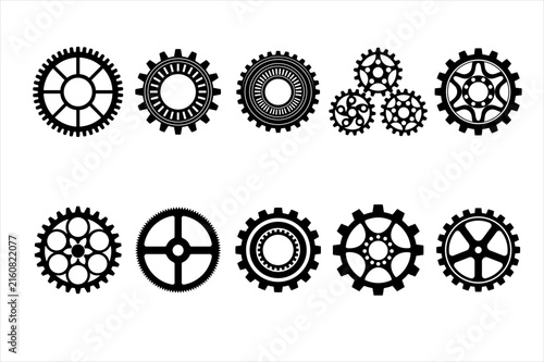 Gear Cogwheel Mechanical Engineering Icon Set