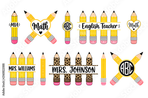 Teacher Pencil School Education Design Set