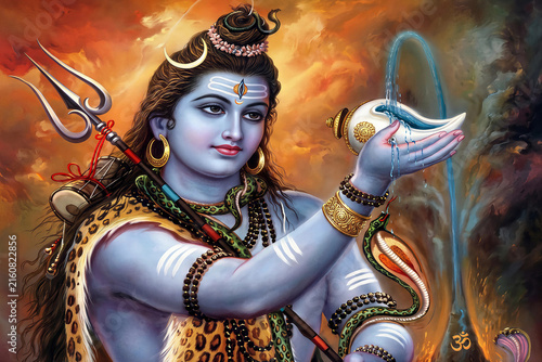Close-Up Portrait of Lord Shiva showing The Third Eye and Cobra