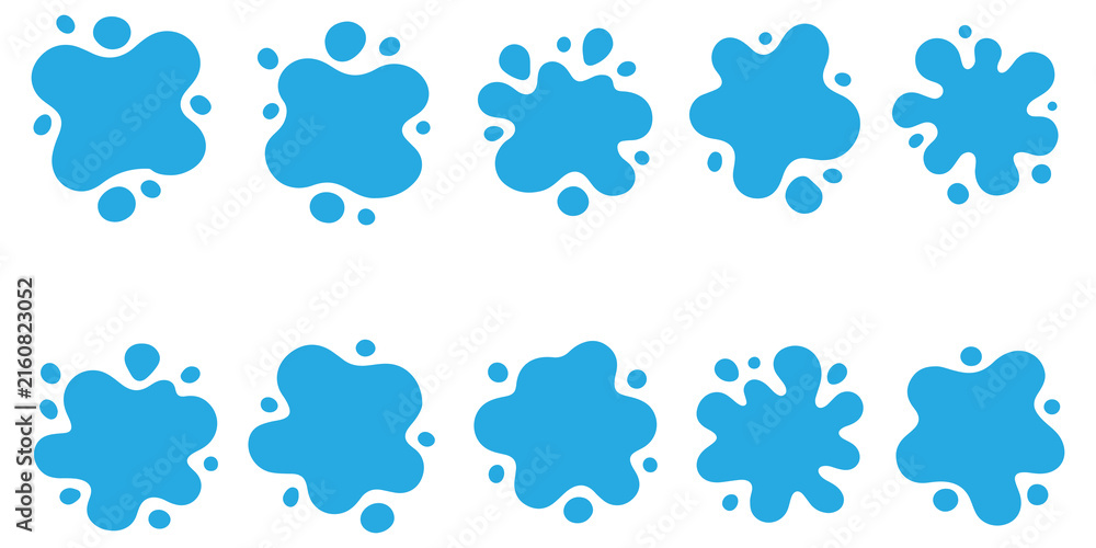 Obraz premium Color paint splatter. Bright colorful splashes and drips, abstract blot splatter. Ink stains for kids, comics, pop art posters and stickers, graffiti. Rainbow inkblot vector isolated set.