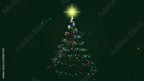 Abstract Christmas Tree Animation with Glowing Particles