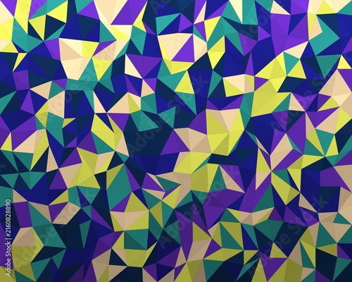 Vibrant abstract low poly design with yellow purple and teal triangles for backgrounds.