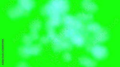 Abstract floating blue glowing particles on green screen background for visual effects and compositing
