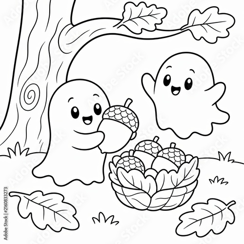 Cute ghost with acorn