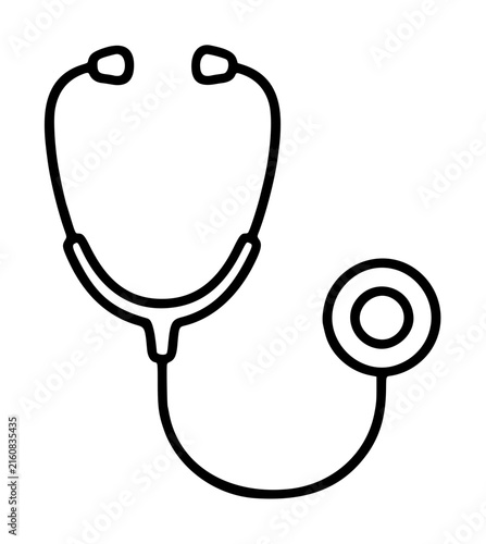 Bild auf Leinwand Hand-traced black vector illustration of a classic stethoscope with rounded earp