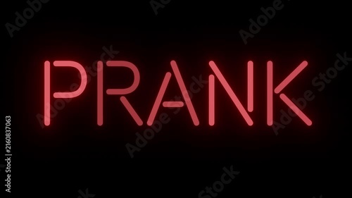 Playful Red Neon Sign 'PRANK' Seamless Loop with Clear Background, Perfect for April Fools Day Social Media Clips